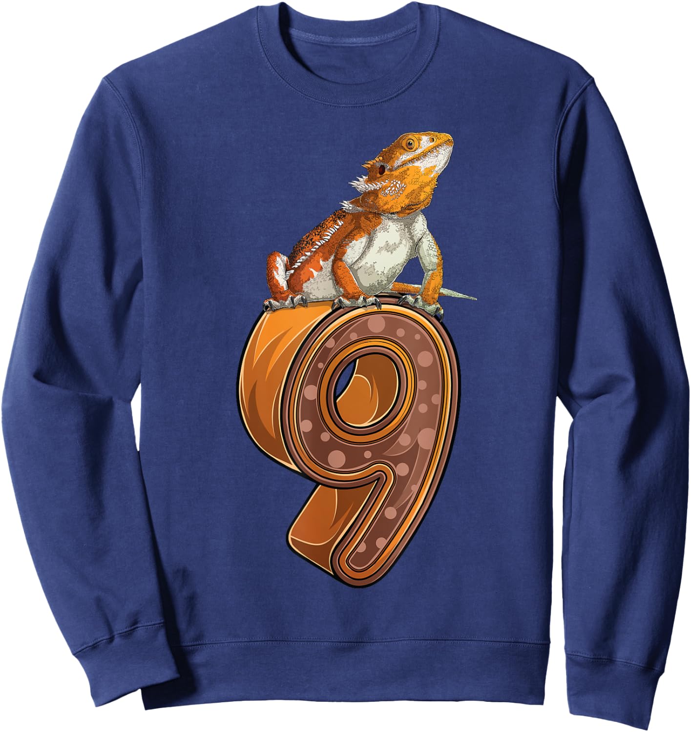 9 Year Old Bearded dragon Reptile 9th Birthday Party B-day Sweatshirt - Sweatshirt | Navy