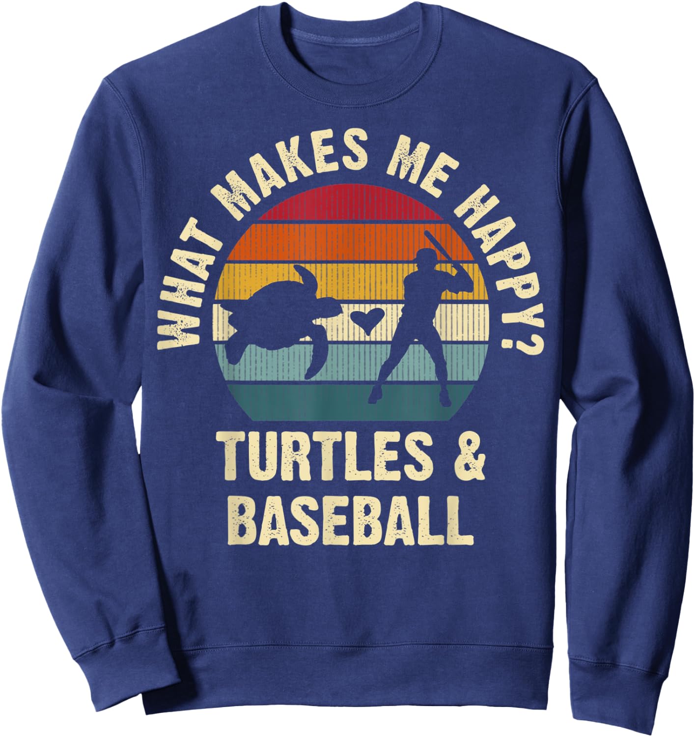 Baseball and Turtle Lovers Vintage Funny Pet Sports cute Sweatshirt - Sweatshirt | Navy