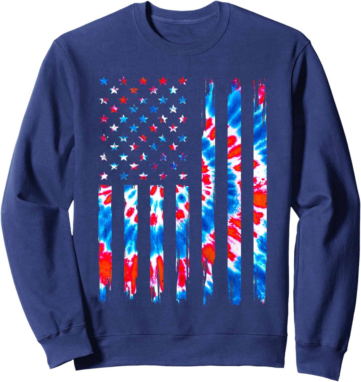 Tie Dye USA Flag Men Women Kids American Flag 4th Of July Sweatshirt - Sweatshirt | Navy
