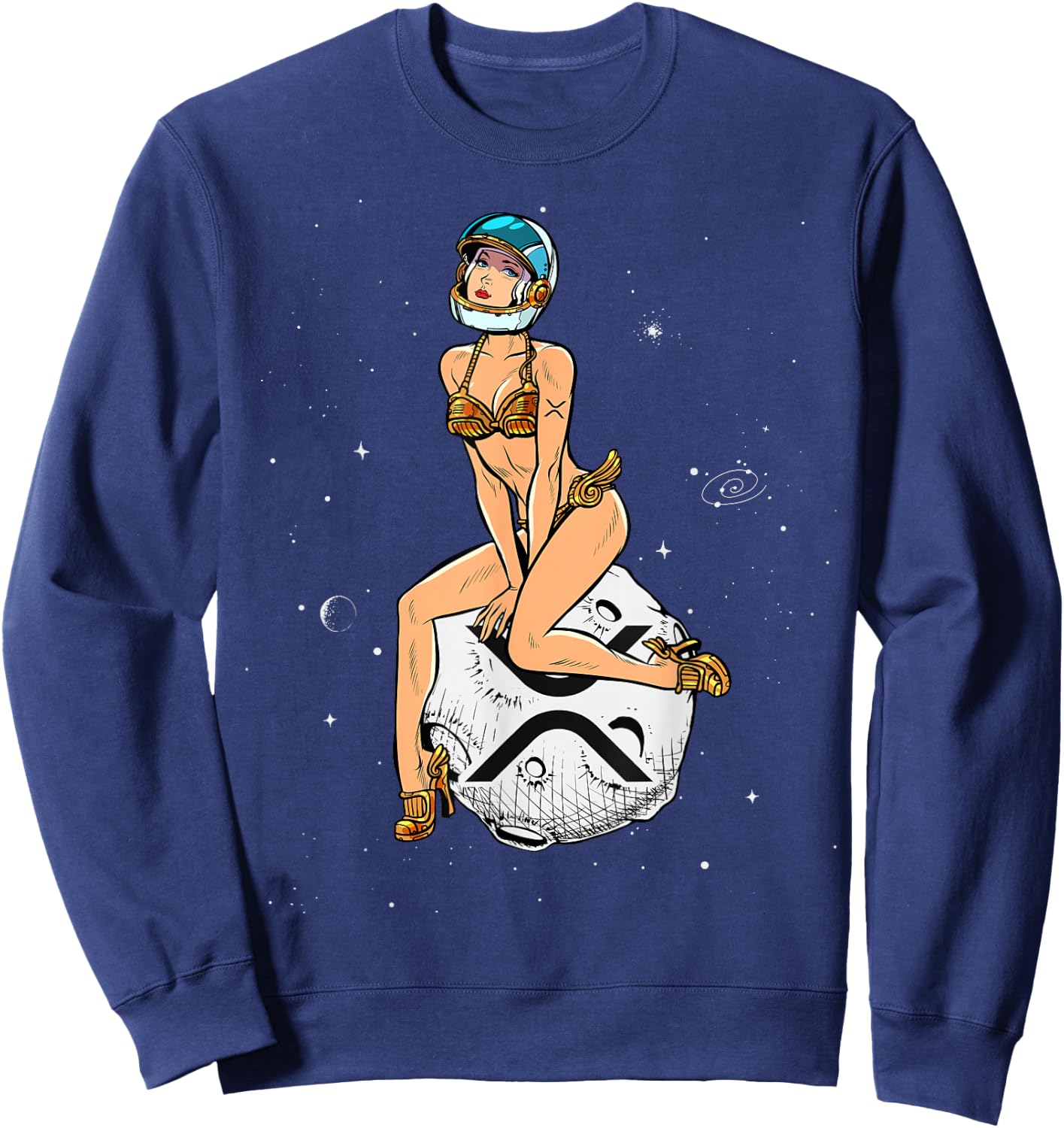 Cryptocurrency Pin-up Girl Hodling XRP Ripple Crypto Moon Sweatshirt - Sweatshirt | Navy