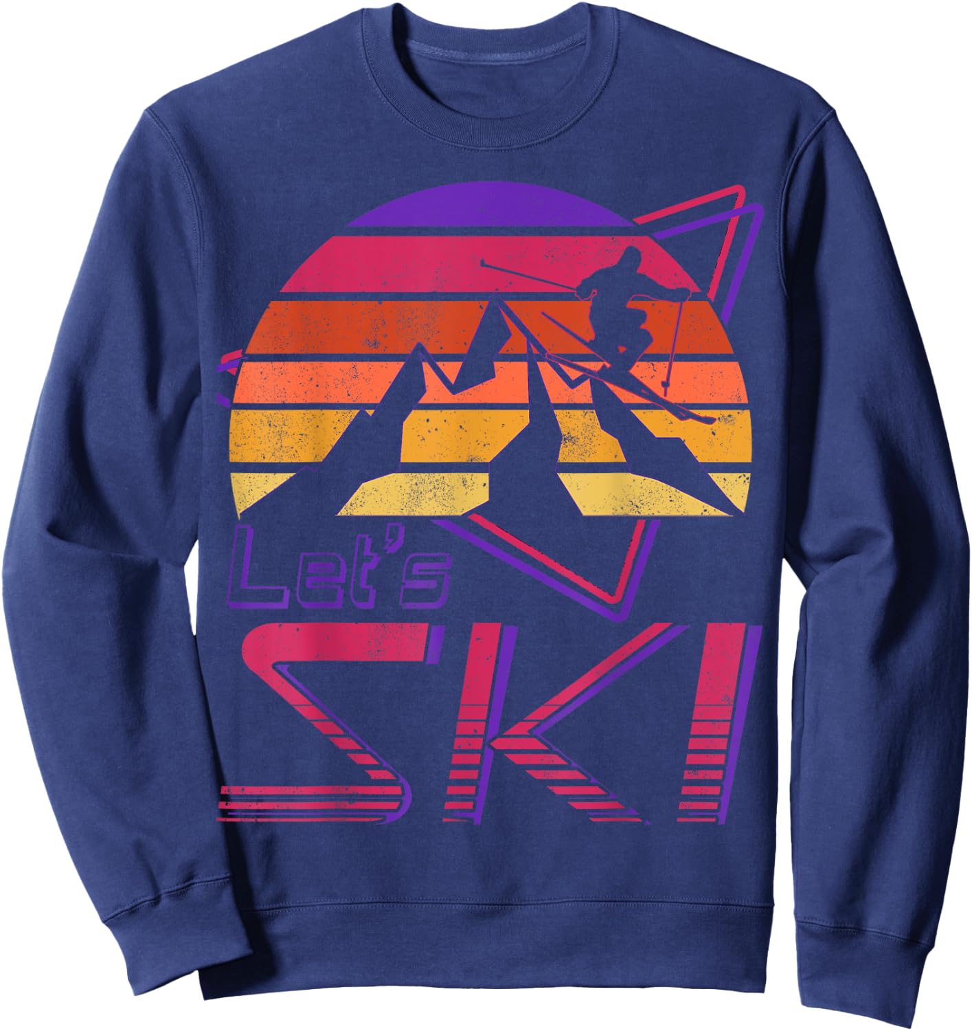 Retro Let's Ski Vintage 80s 90s Snow Skiing Sweatshirt - Sweatshirt | Navy