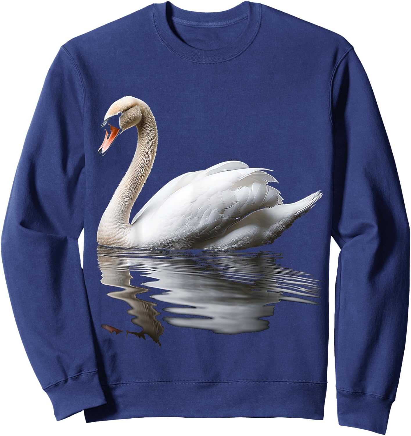 Swan Bird Art Portrait Animal Graphic Motif Swan Sweatshirt - Sweatshirt | Navy