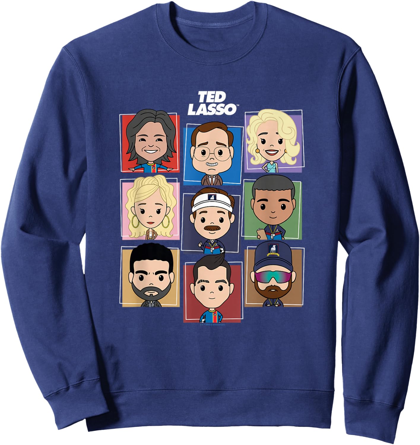 Ted Lasso Chibi Character Color Pop Box Up Portraits Sweatshirt - Sweatshirt | Navy