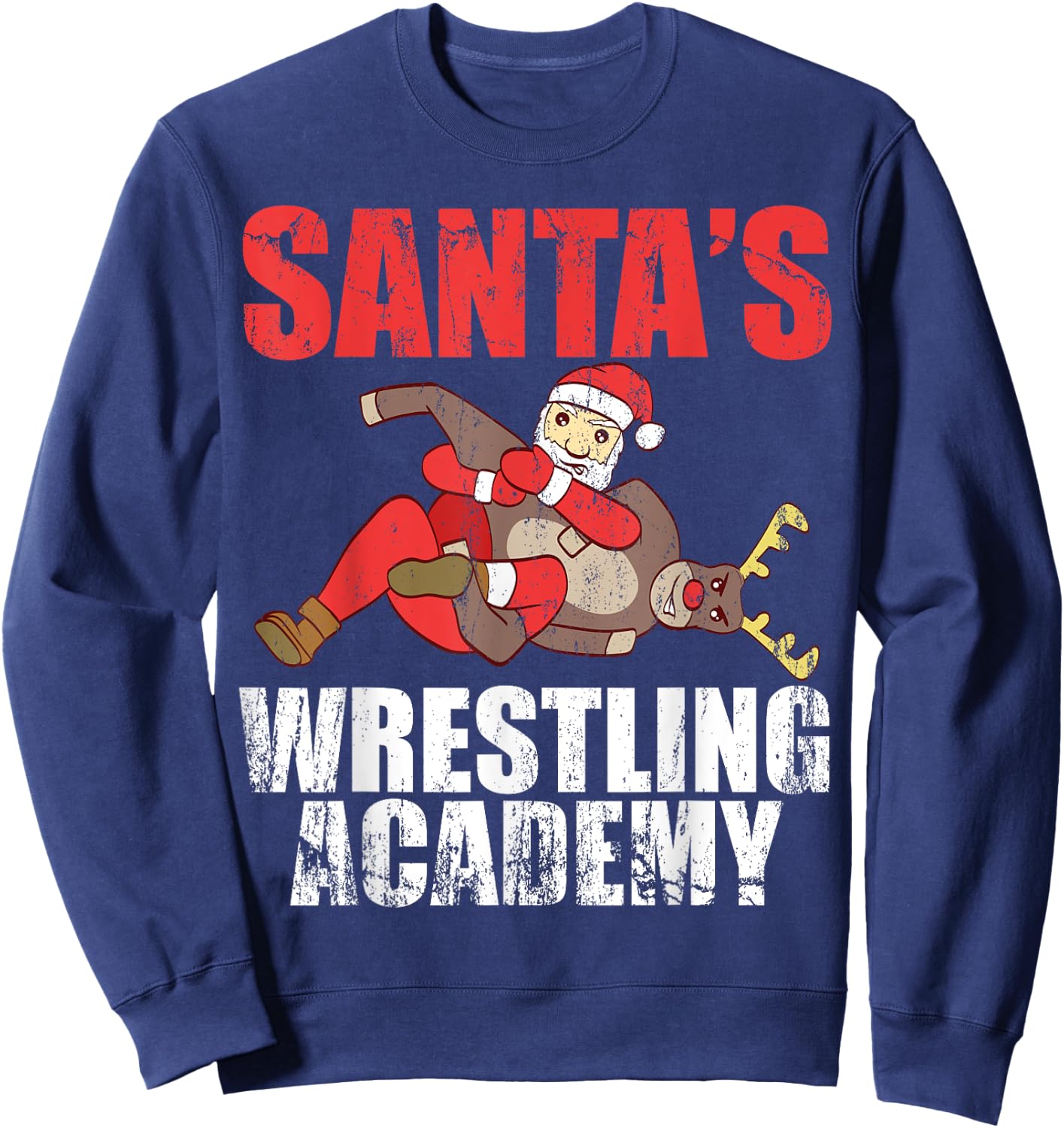 Santa Sport Wrestling Ring Fight Choke Tap Design Sweatshirt - Sweatshirt | Navy