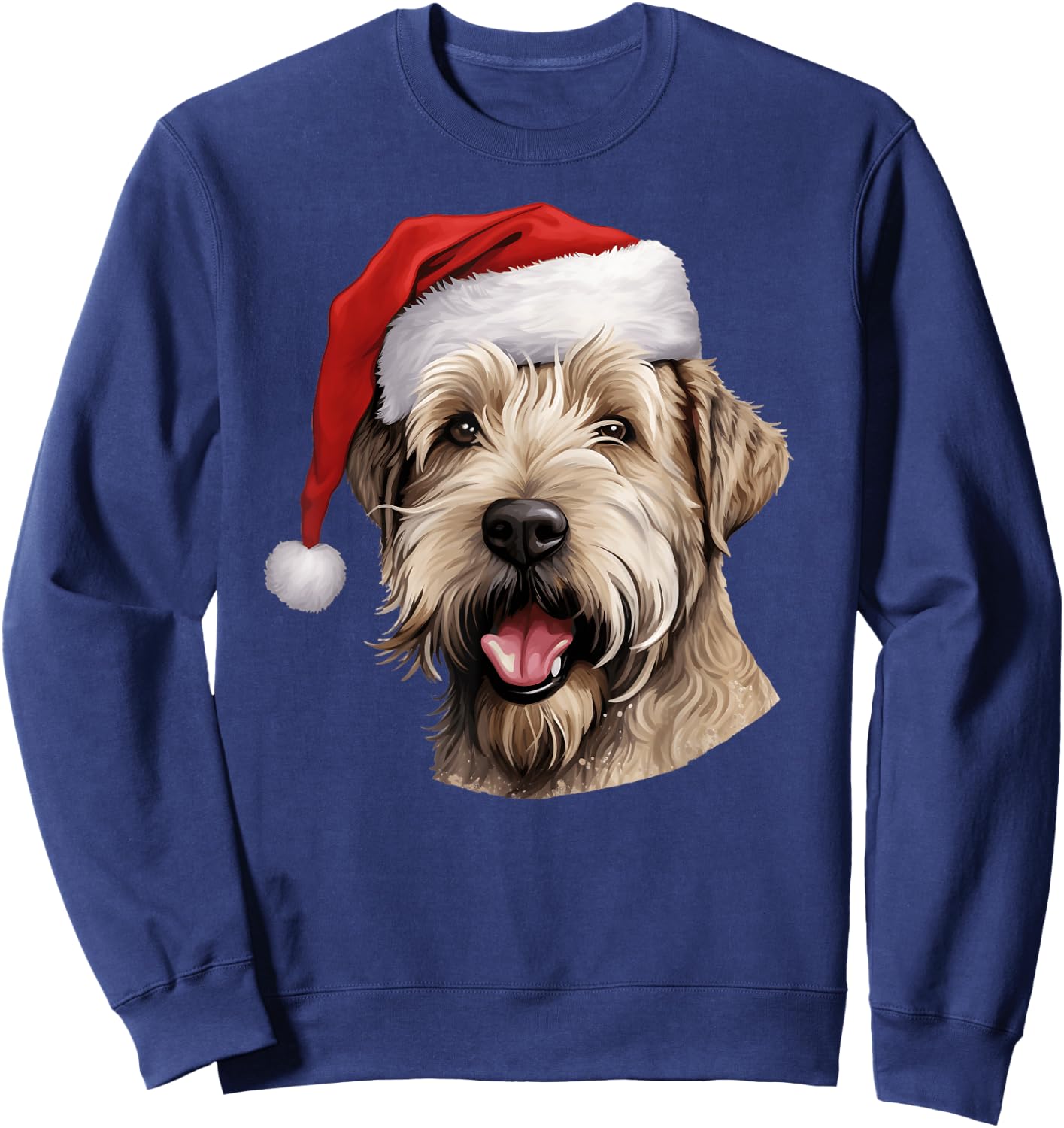 Wheaten Terrier Santa Hat Christmas Sweater Xmas Pet Dogs Sweatshirt - Sweatshirt | Navy