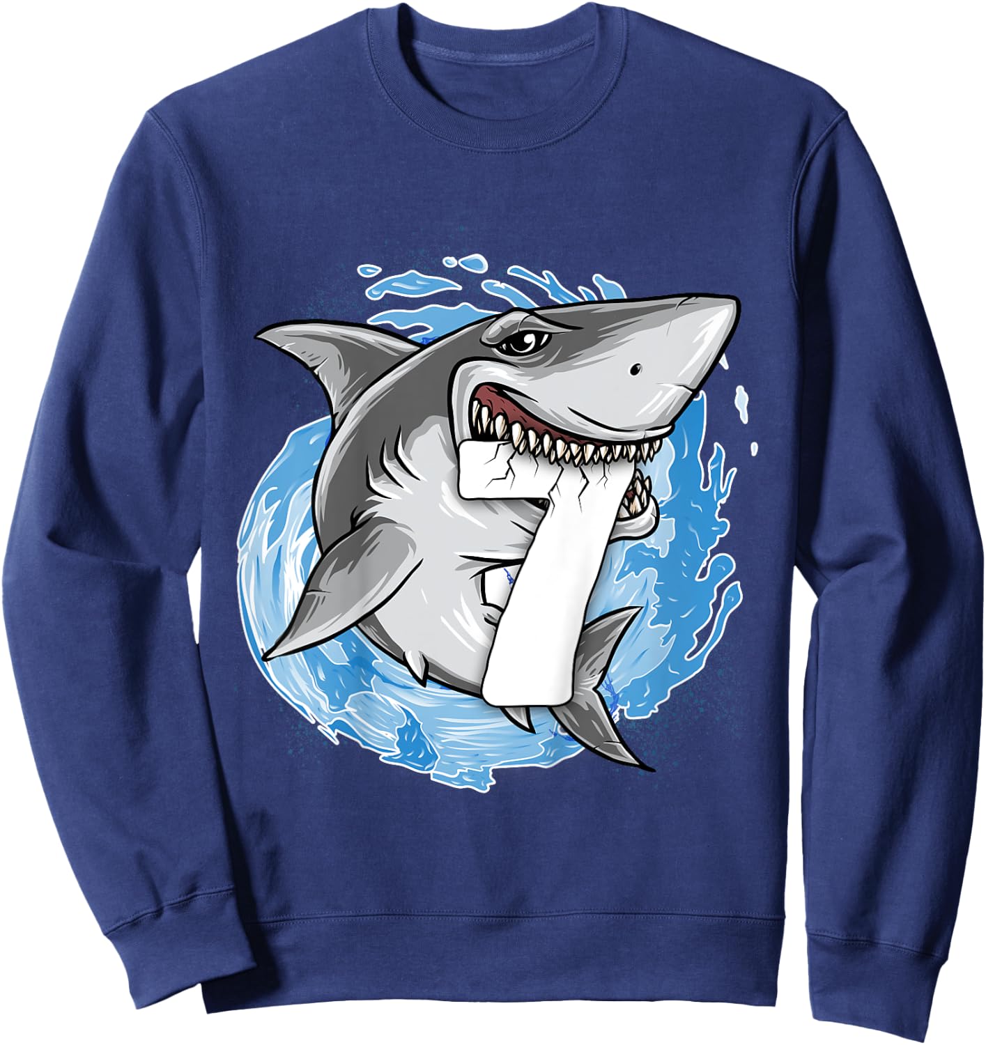 Kids Shark 7th Birthday Boy 7 year old Shark Theme Party 7 Shark Sweatshirt - Sweatshirt | Navy