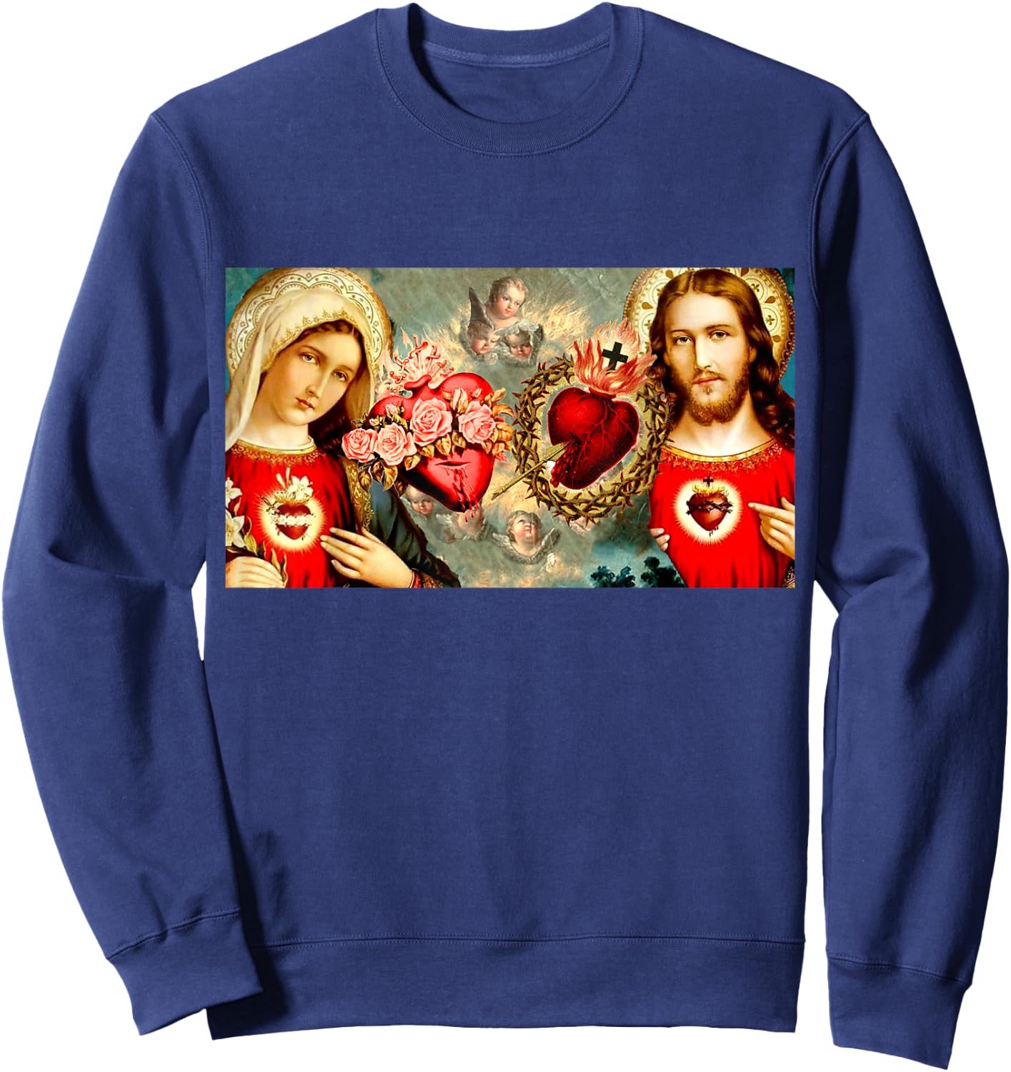 Immaculate Heart of Mary and Sacred Heart of Jesus Sweatshirt - Sweatshirt | Navy