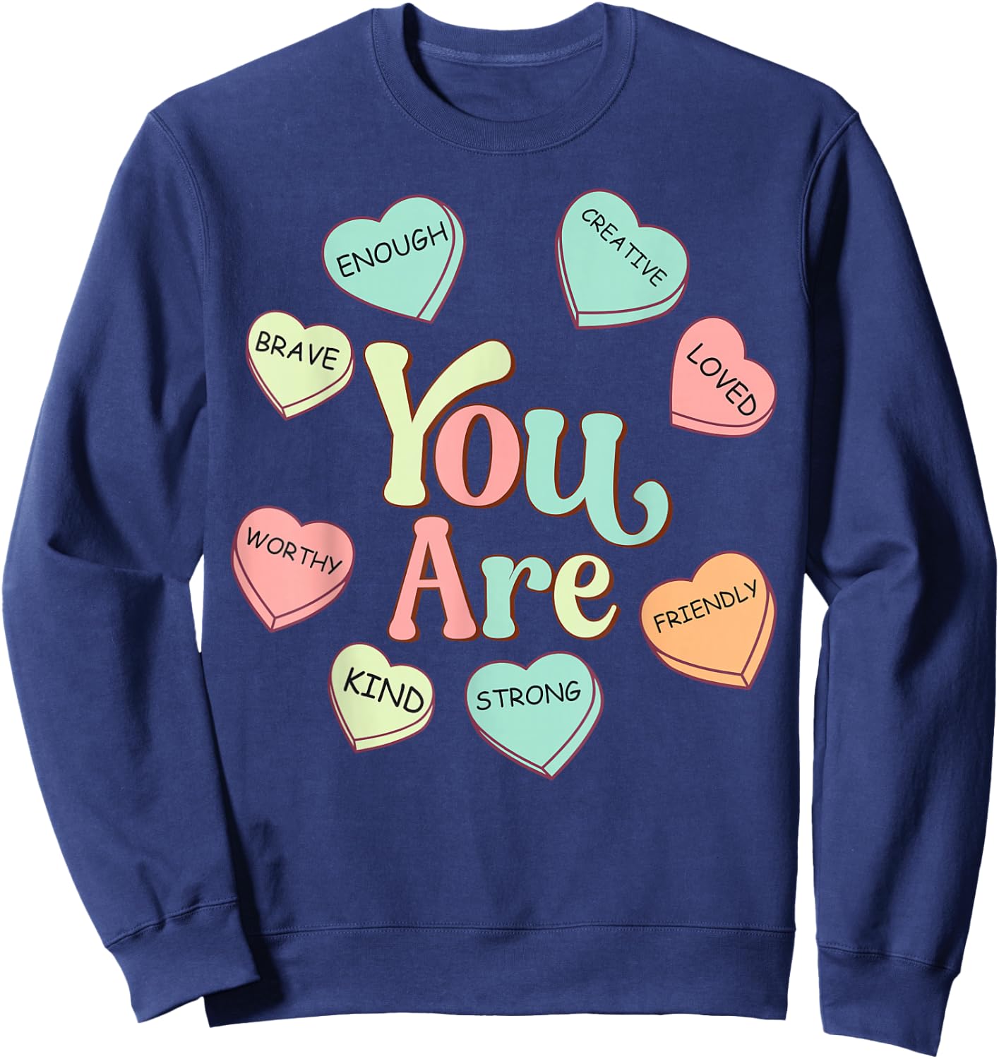 Retro Teacher Valentines Day You Are Cute Heart Cupid Sweatshirt - Sweatshirt | Navy