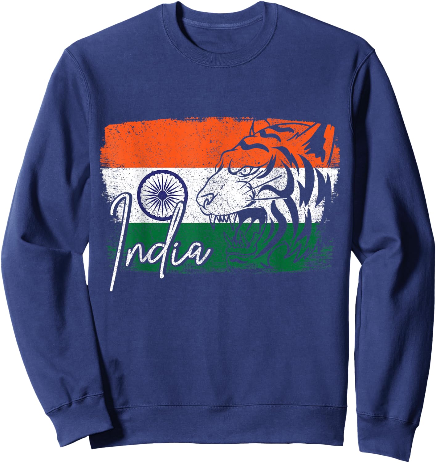 India Indian Flag Tiger Souvenir Pride Sweatshirt - Sweatshirt | Navy