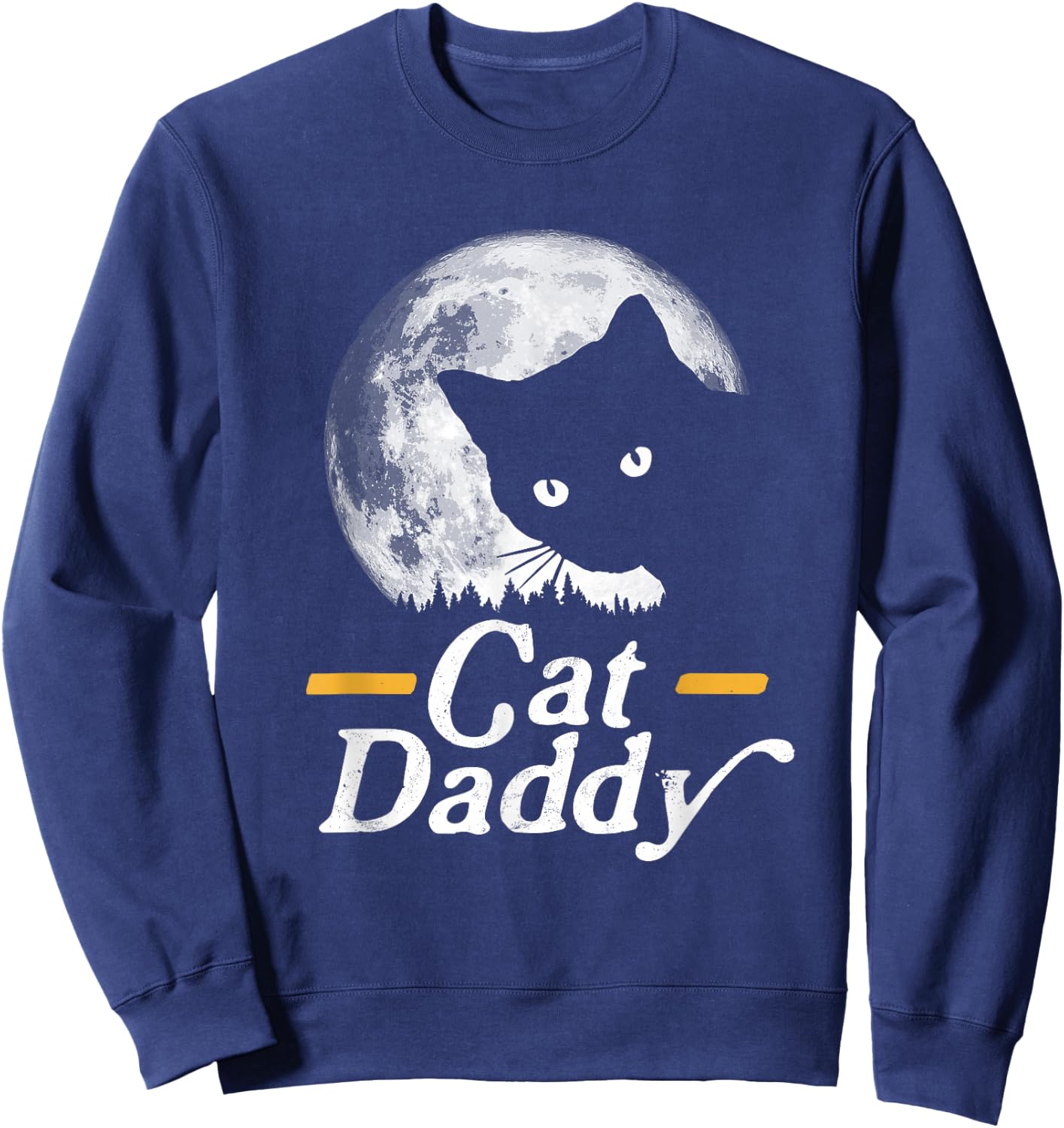 Cat Daddy Vintage Eighties Style Cat Retro Full Moon Sweatshirt - Sweatshirt | Navy