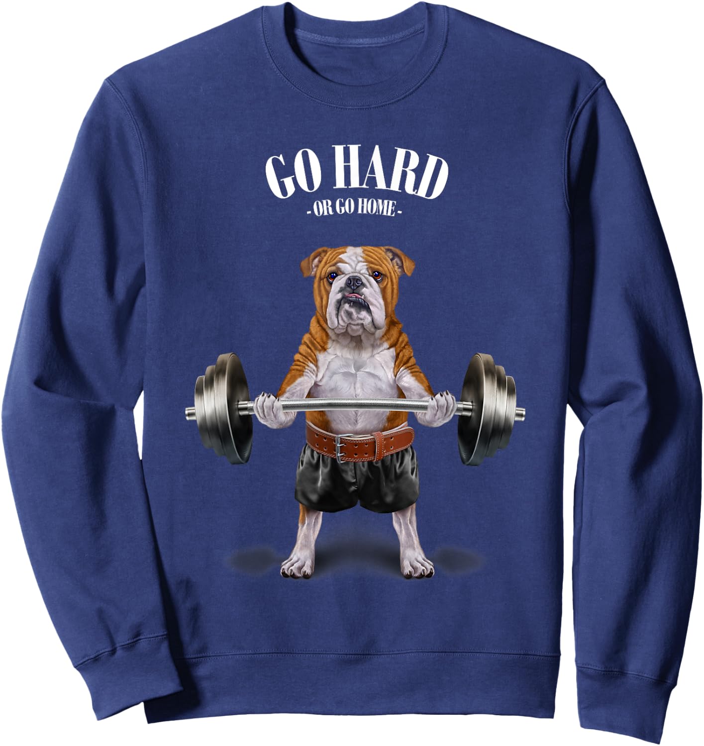 Bulldog Dog Weightlifting in Fitness Gym Sweatshirt - Sweatshirt | Navy