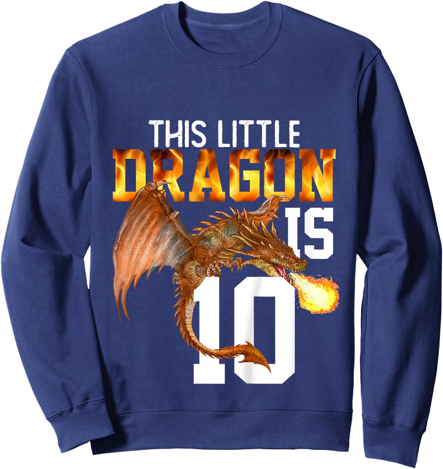 Turning 10 Year Old Birthday Gift Boy Dragon 10th Bday Girl Sweatshirt - Sweatshirt | Navy