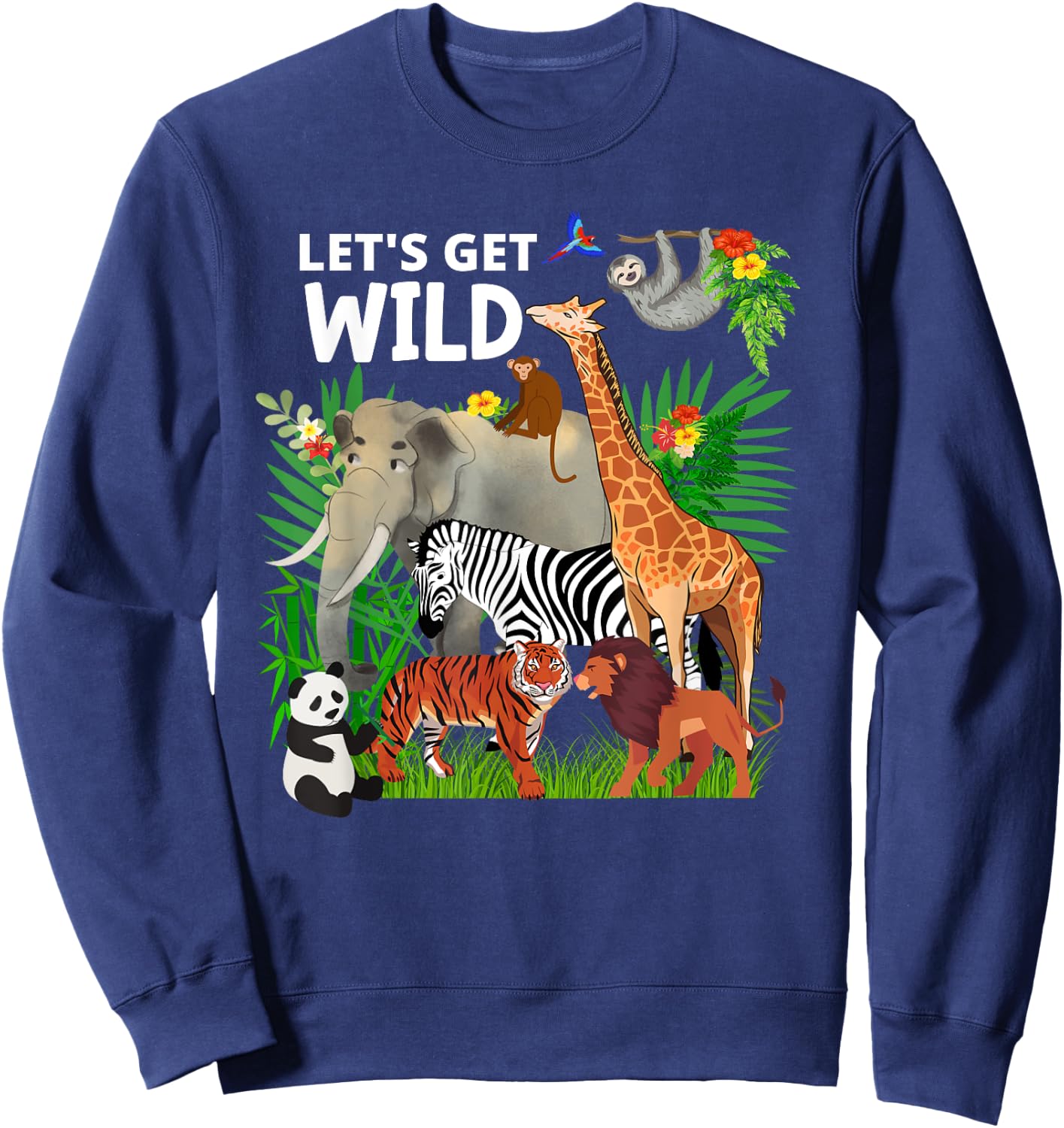 Zoo Animals Wildlife Birthday Party A Day At The Zoo Safari Sweatshirt - Sweatshirt | Navy