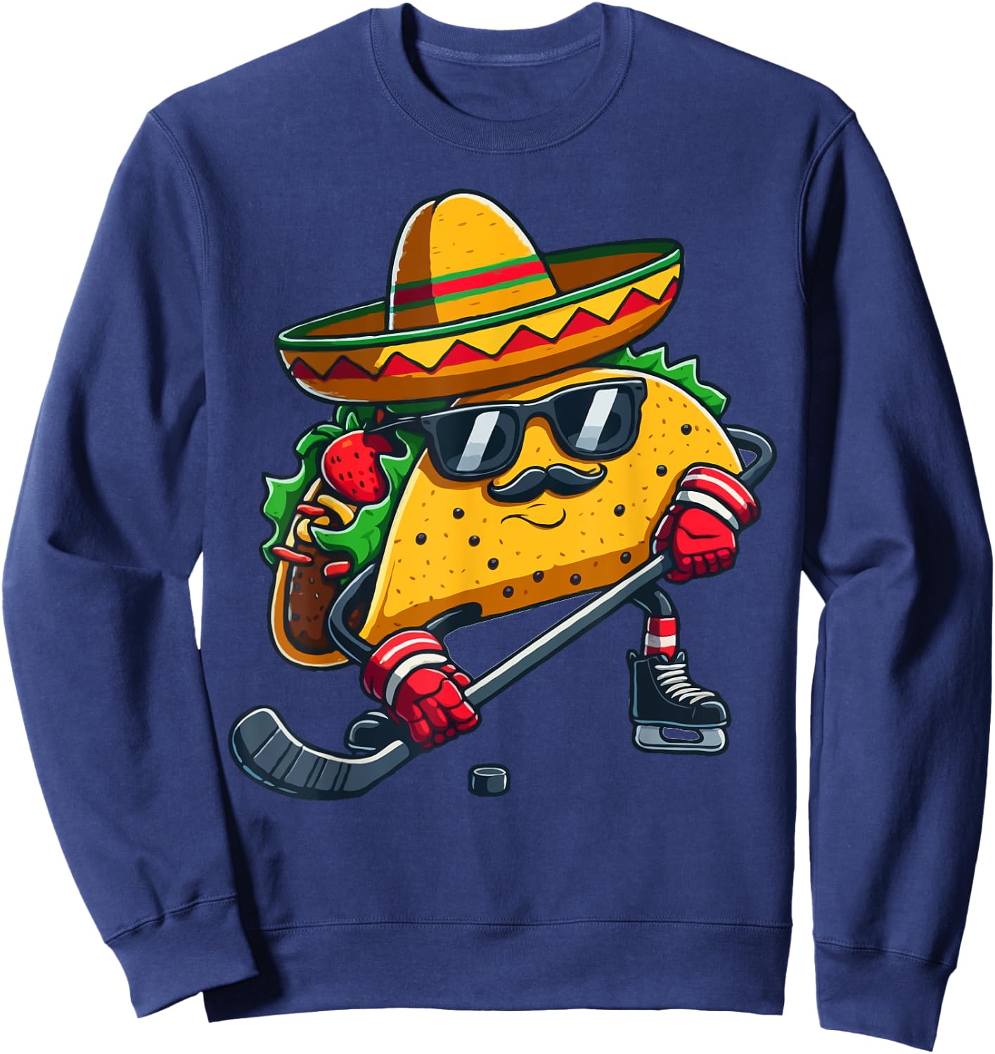 Taco Ice hockey player Funny Cinco De Mayo Sweatshirt - Sweatshirt | Navy