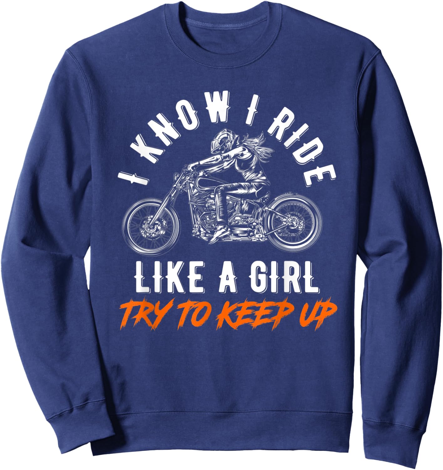 Motorcycle Motorcyclist Biker Girl Sweatshirt - Sweatshirt | Navy