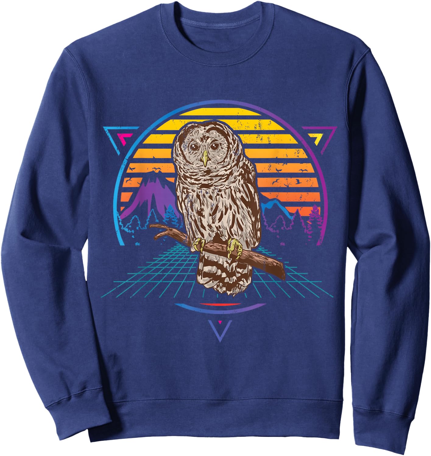 Retro Barred Owl Sweatshirt - Sweatshirt | Navy