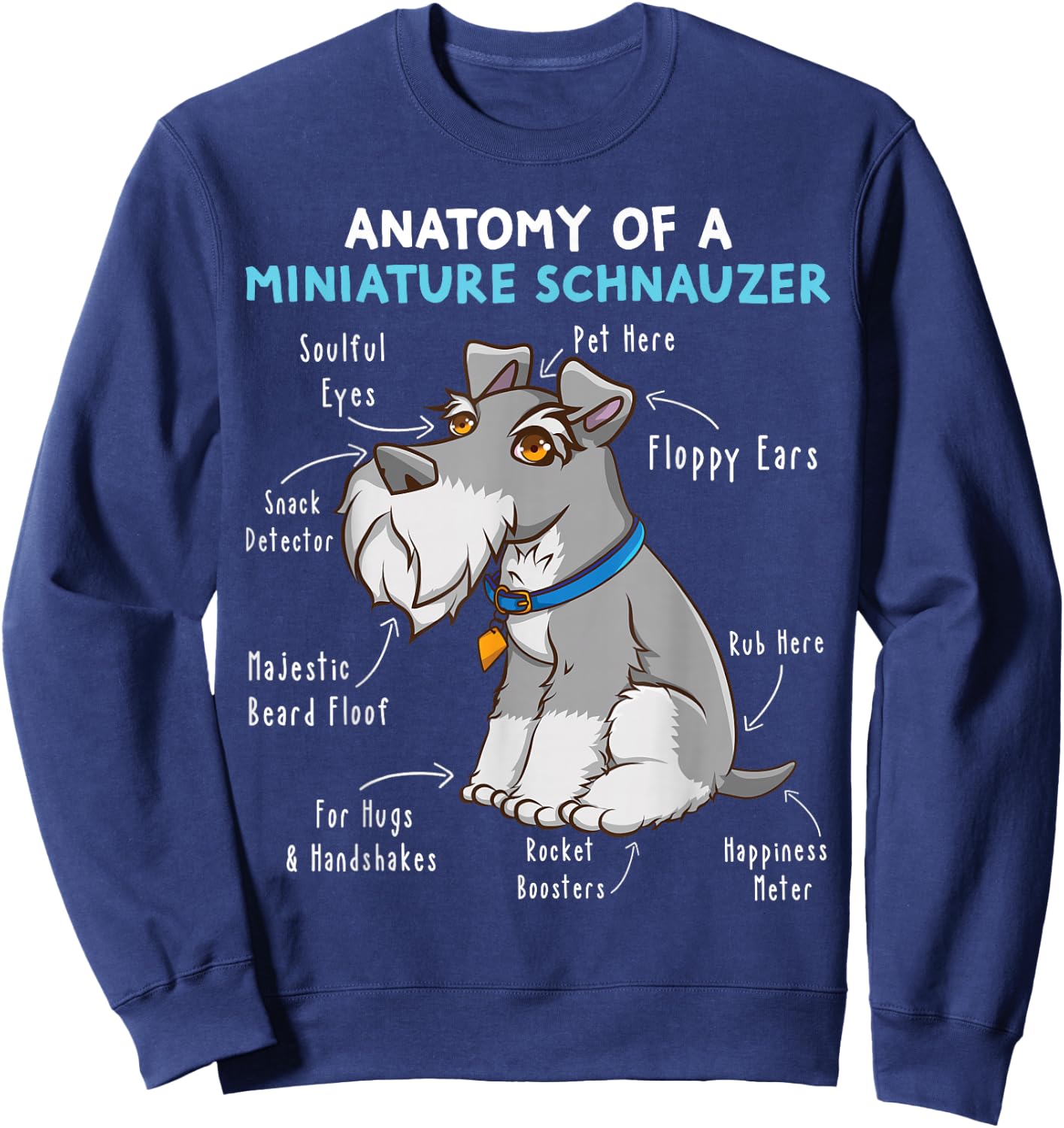 Anatomy Of A Miniature Schnauzer Cute Miniature Schnauzer Sweatshirt - Sweatshirt | Navy