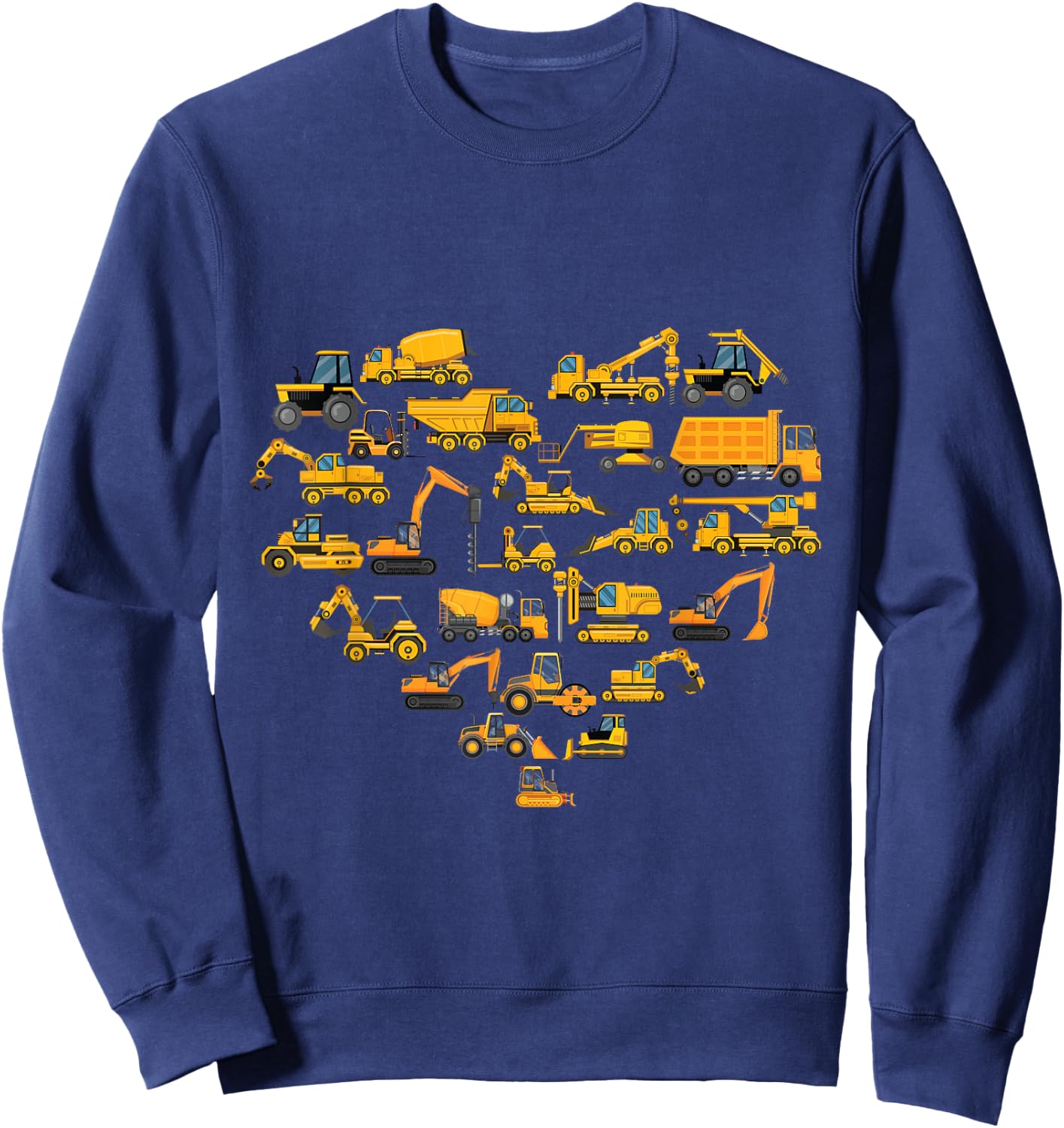 Types of Construction Excavator Bulldozer Truck Crane kids Sweatshirt - Sweatshirt | Navy