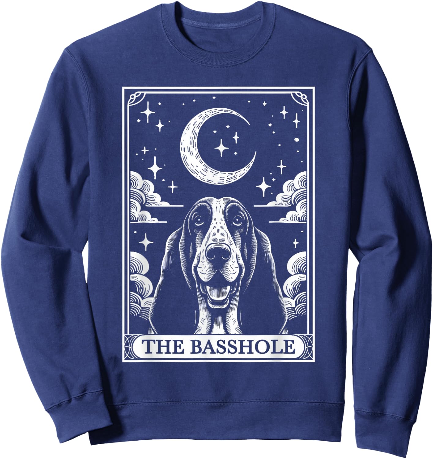 Tarot Card Vintage Crescent Moon Basset Hound Dog Mom Men Women Girls Kids Sweatshirt - Sweatshirt | Navy