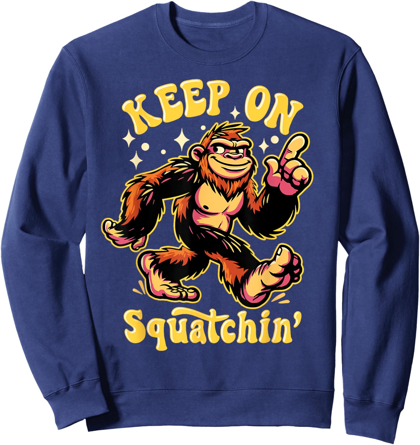 Gone Squatchin' Retro Bigfoot Hunter Graphic Sweatshirt - Sweatshirt | Navy