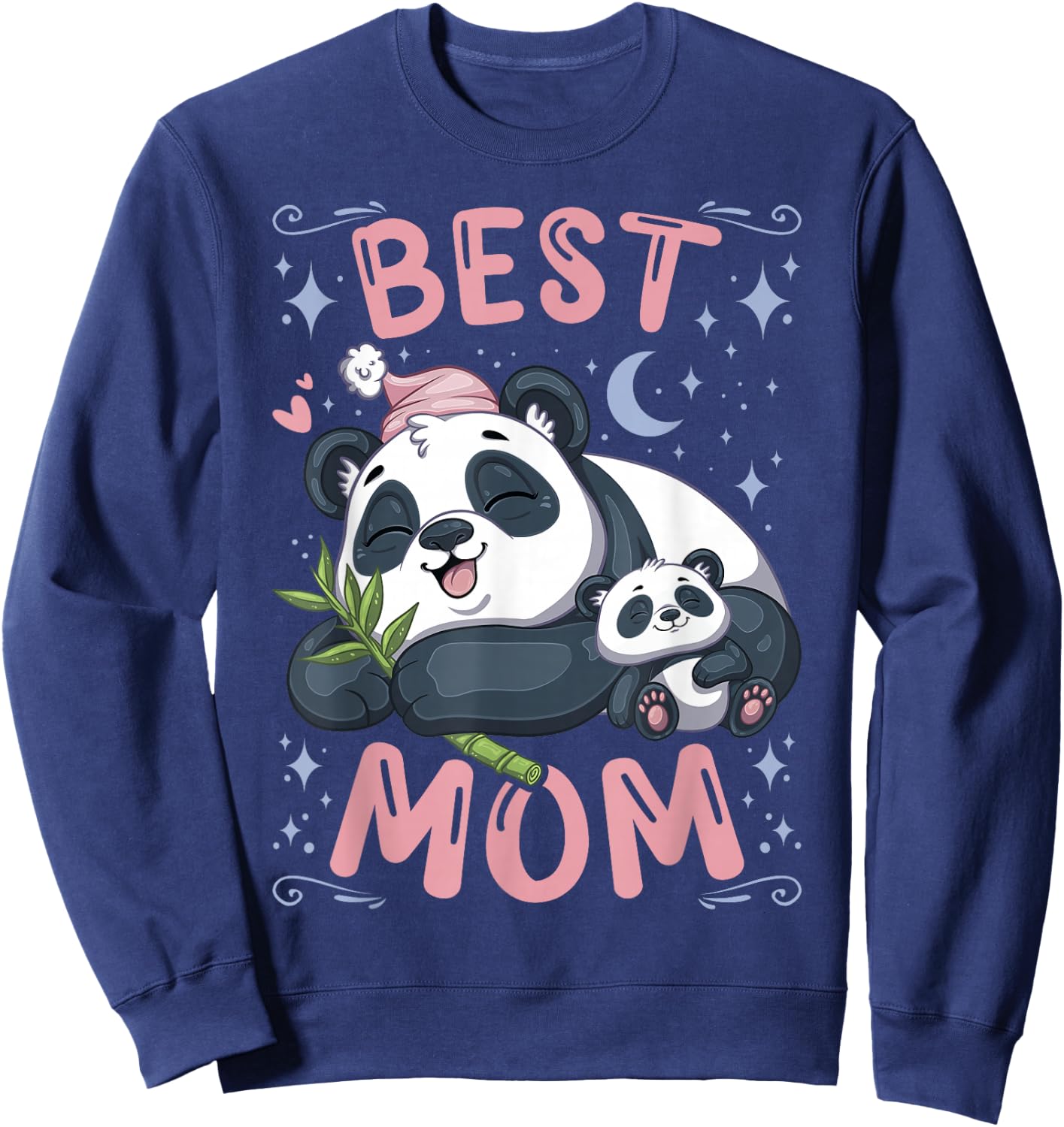 Best Mom, Panda Bear Mother with Cub, Mother's Day Sweatshirt - Sweatshirt | Navy