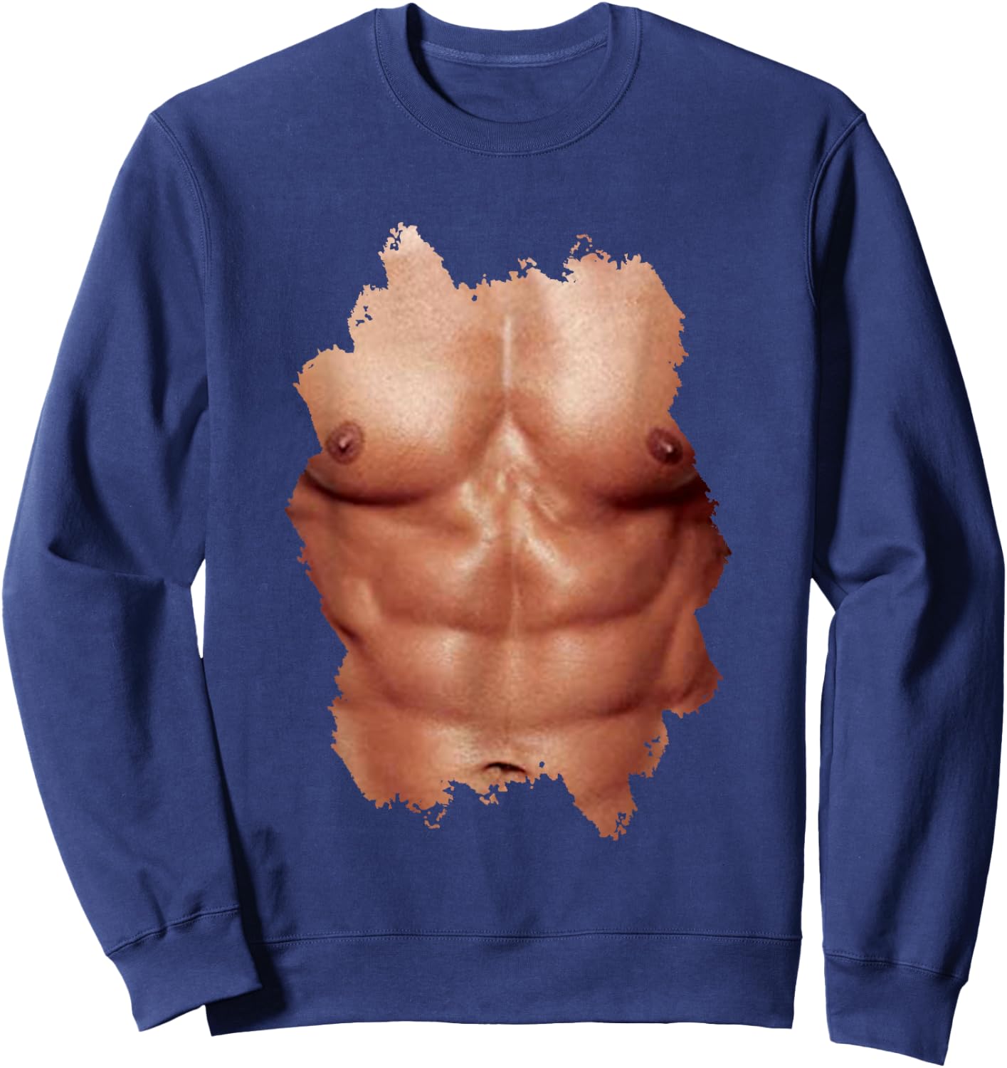 Fake Abdominal Shirt Body Muscle Sixpack Sweatshirt - Sweatshirt | Navy
