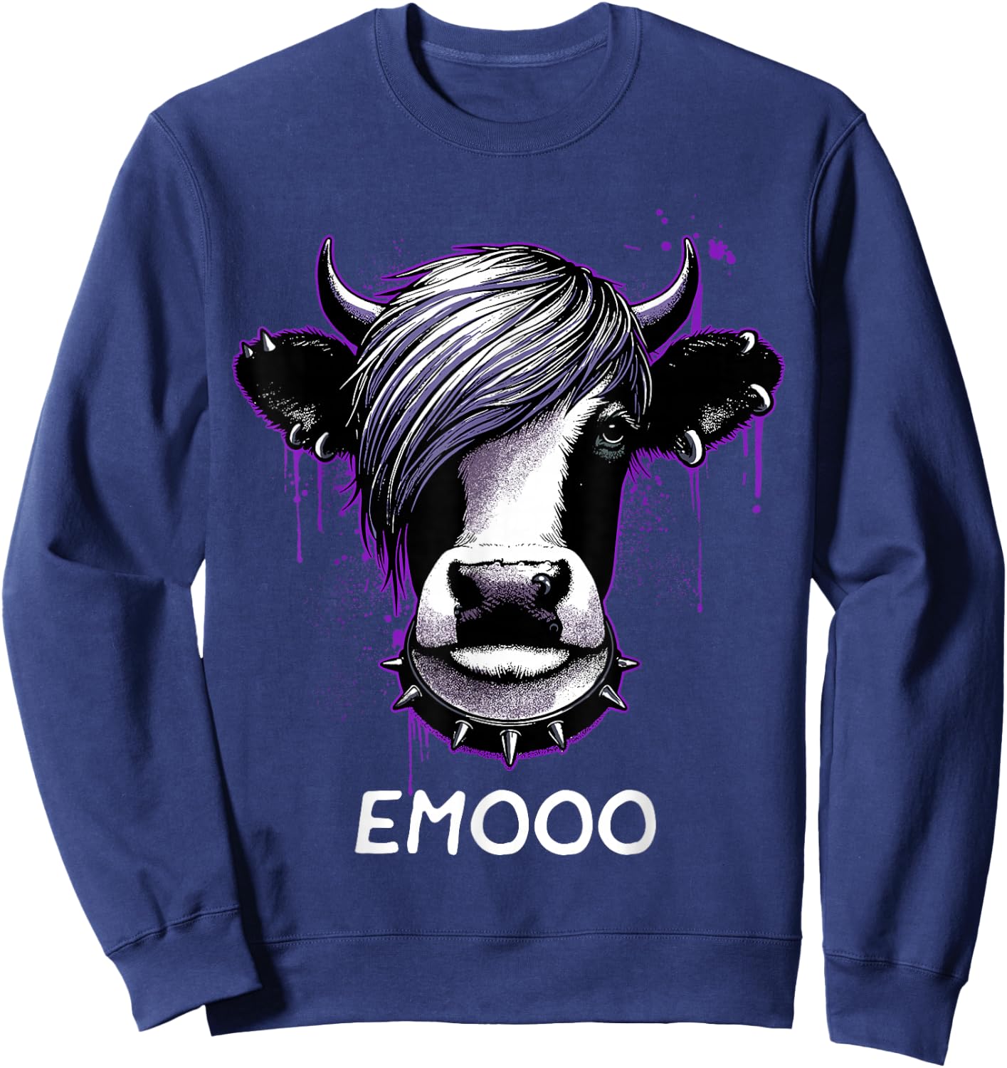 Emo Shirt Emo Cow Emooo Emocore Farm Shirt For Emo Farmers Sweatshirt - Sweatshirt | Navy