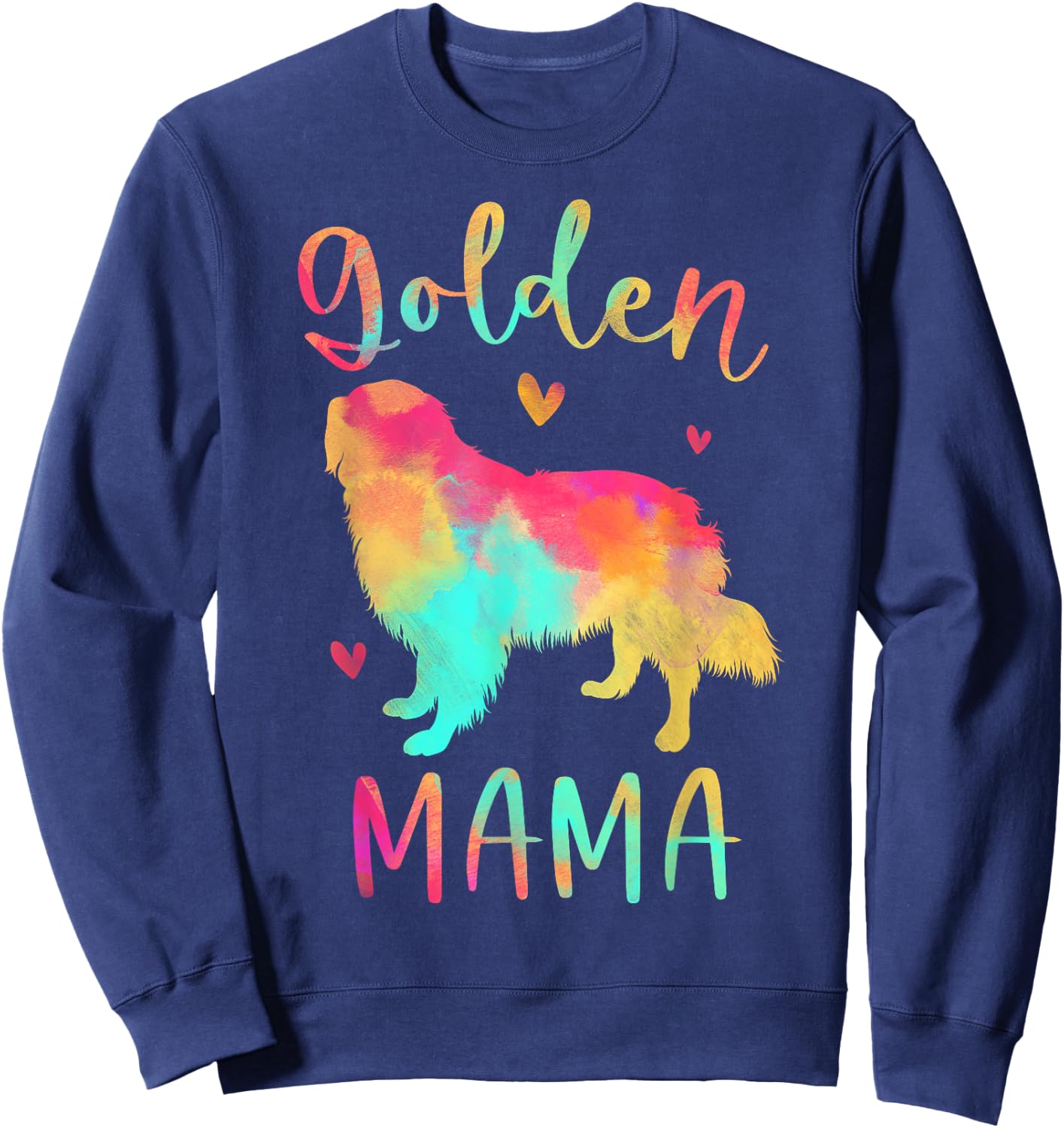 Golden Mama Colorful Golden Retriever Gifts Dog Mom Men Women Girls Kids Sweatshirt - Sweatshirt | Navy