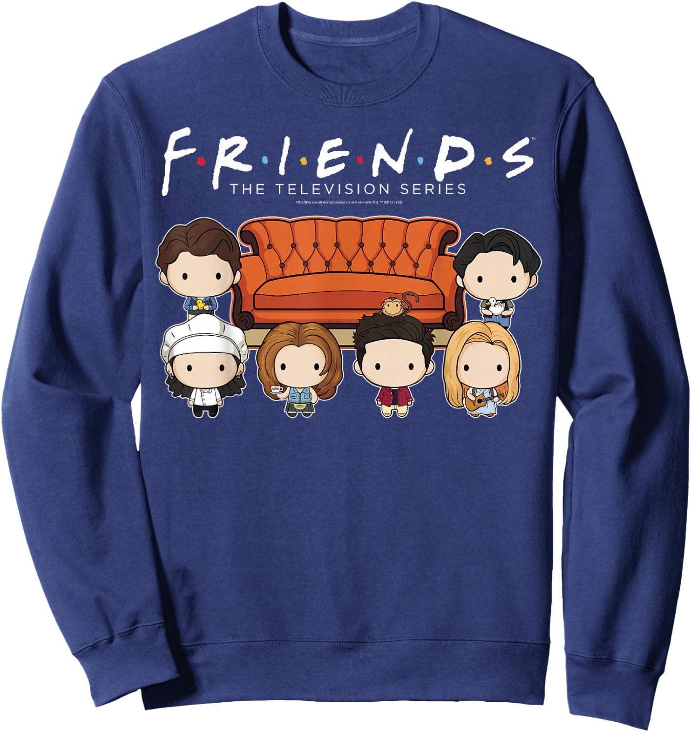 Friends Chibi Characters Central Perk Coffee Shop Group Shot Sweatshirt - Sweatshirt | Navy
