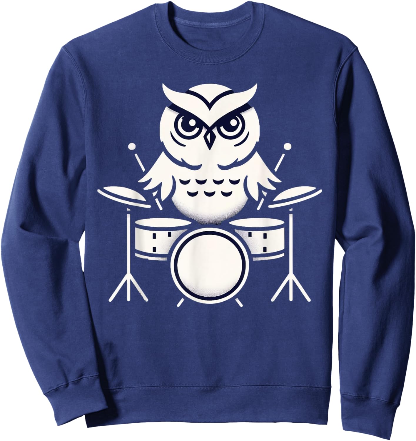 Cute Owl Playing Drums Owls Drummer Music Sweatshirt - Sweatshirt | Navy