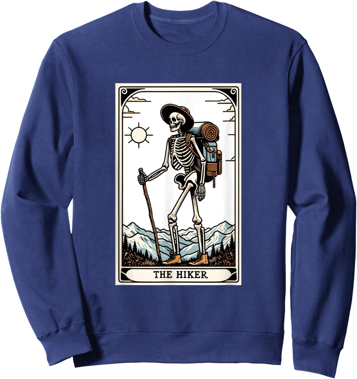 The Hiker Skeleton Tarot Card Sweatshirt - Sweatshirt | Navy