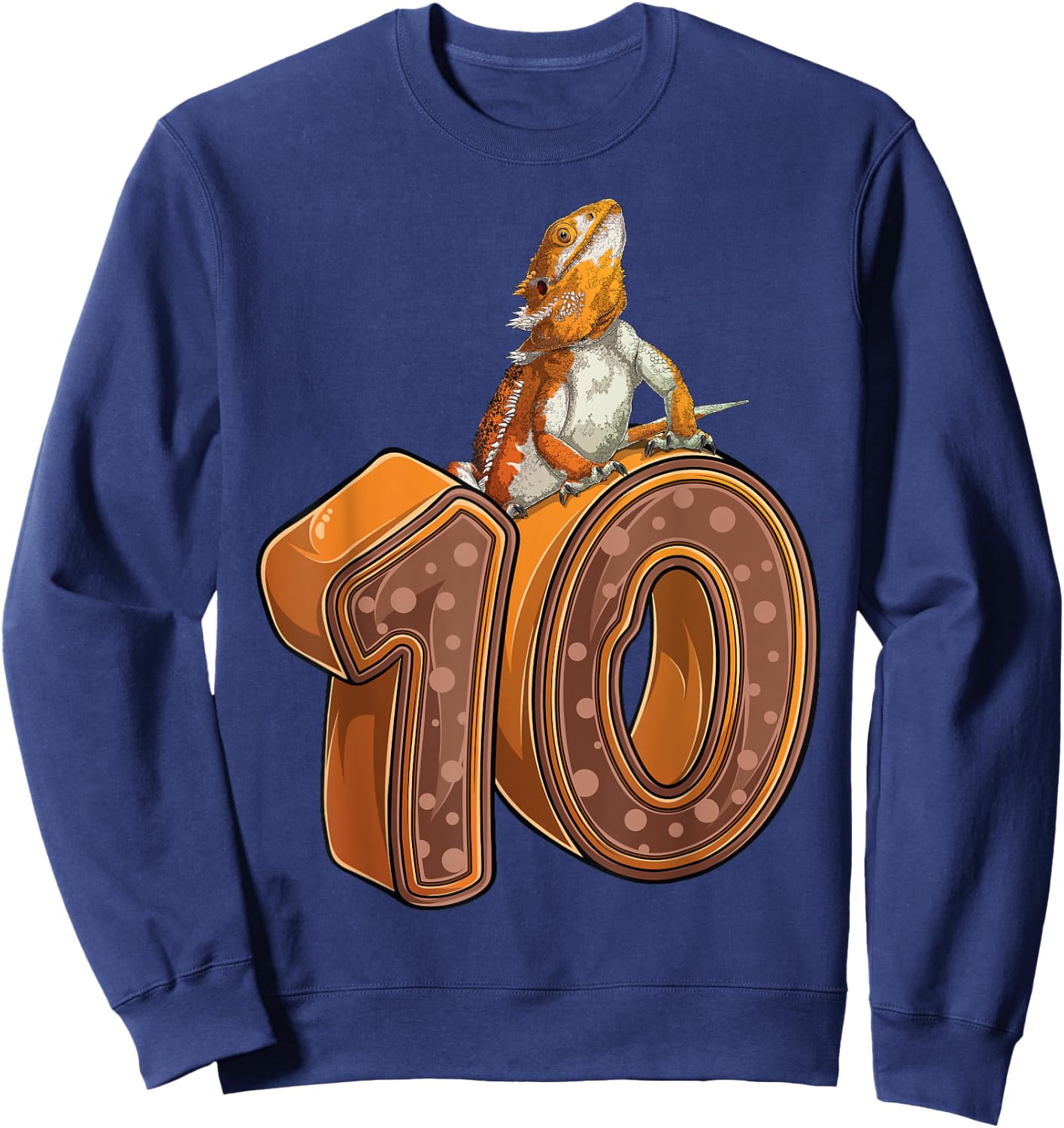10 Year Old Bearded dragon Reptile 10th Birthday Party B-day Sweatshirt - Sweatshirt | Navy