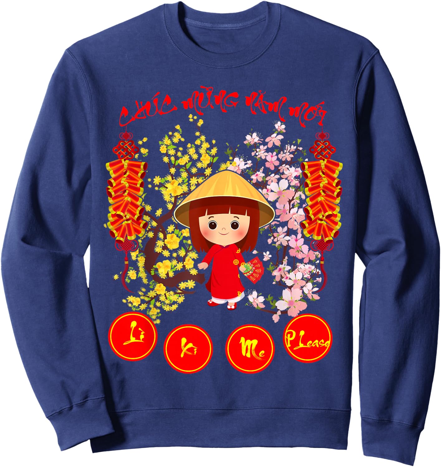 Li Xi Me Please Kid Girl Vietnamese Lunar New Year 2026 Sweatshirt - Sweatshirt | Navy