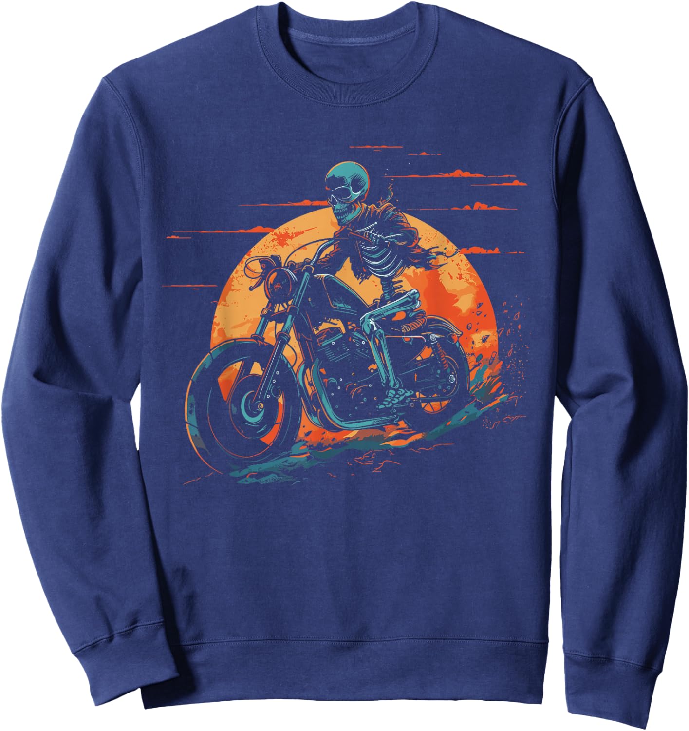 Biker Skeleton Bike Motorbike Rider Motorcycle Motorbike Sweatshirt - Sweatshirt | Navy