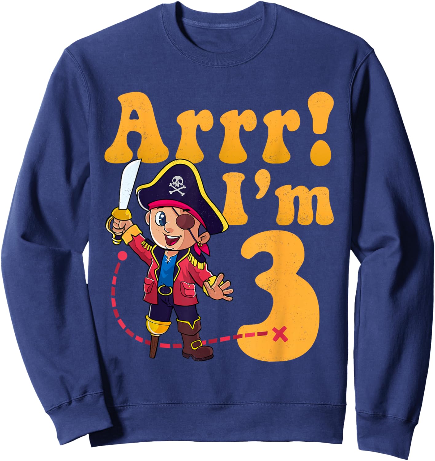 Kids 3rd Pirate Birthday Party Arrr I'm 3 Three Years Old Sweatshirt - Sweatshirt | Navy