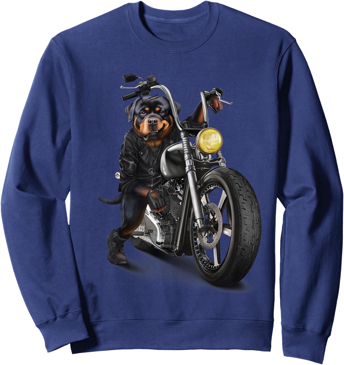 Rottweiler Dog Biker on a Classic Chopper Motorcycle Women Girls Kids Sweatshirt - Sweatshirt | Navy