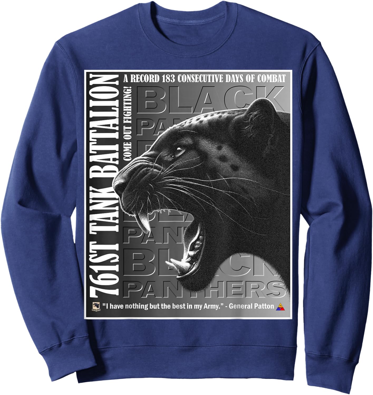 761st Tank Battalion Black Panthers African American Tribute Sweatshirt - Sweatshirt | Navy
