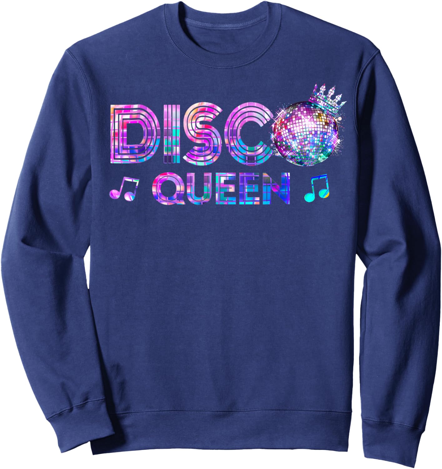 Disco Queen 70's Themed Vintage Seventies Costume Women Girl Sweatshirt - Sweatshirt | Navy