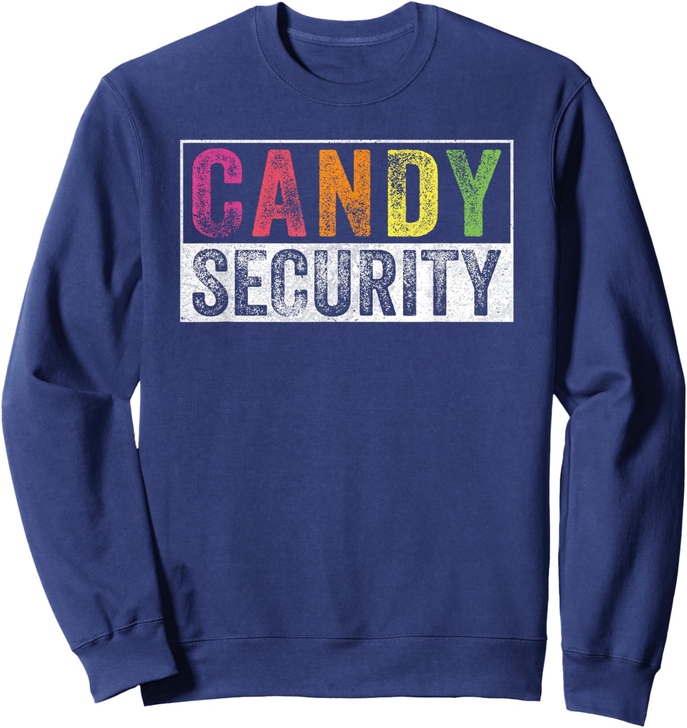 Retro Vintage Candy Security Ghost For Halloween -Adults, Kids Black Short Sleeve Sweatshirt - Sweatshirt | Navy