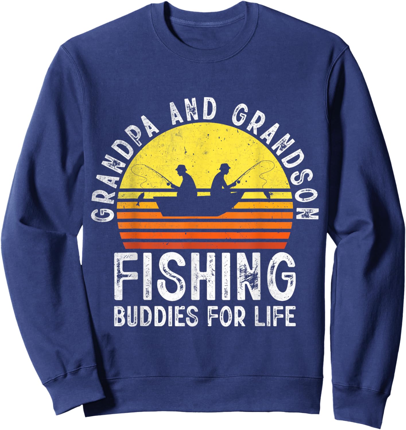 Grandpa and Grandson Fishing Buddies for Life Matching Sweatshirt - Sweatshirt | Navy