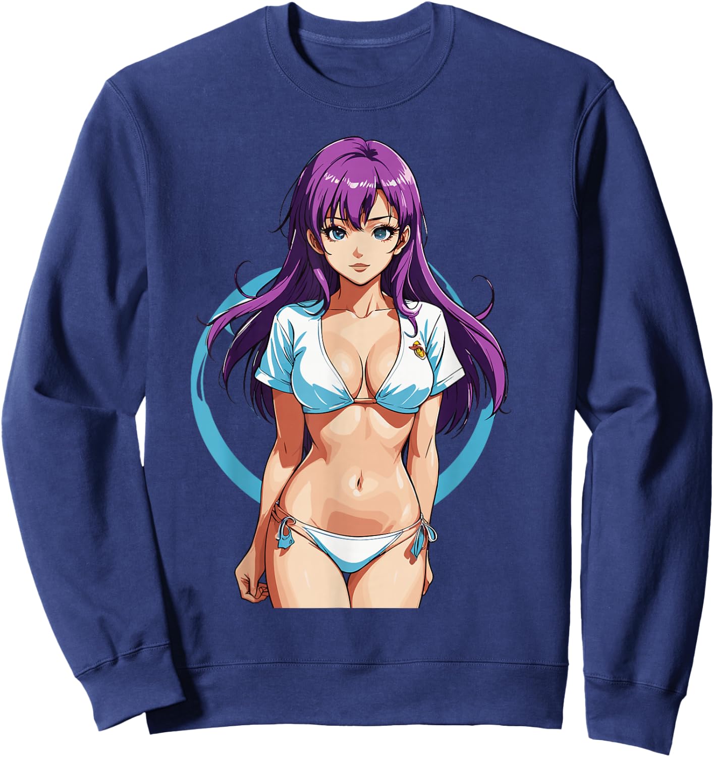 Sexy Waifu Sport Beach Anime Girl Japanese Sweatshirt - Sweatshirt | Navy