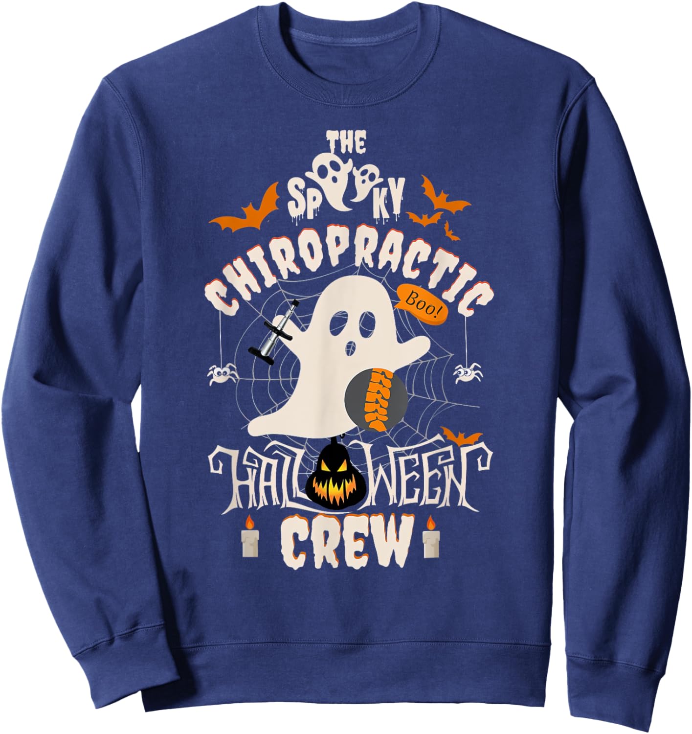 Spooky Chiropractic Halloween Crew Assistant Chiropractor Sweatshirt - Sweatshirt | Navy