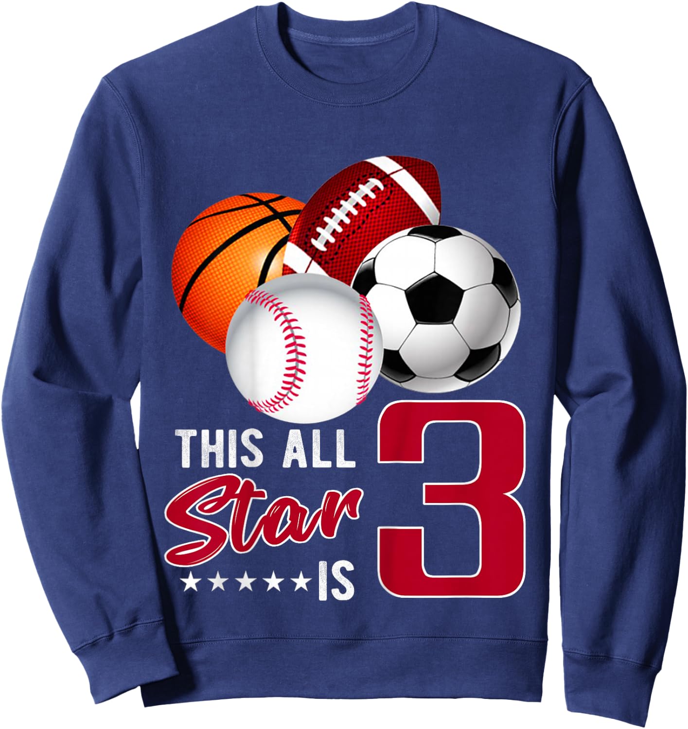 This All Star is 3 Years Old Gift Kids Birthday Sweatshirt - Sweatshirt | Navy