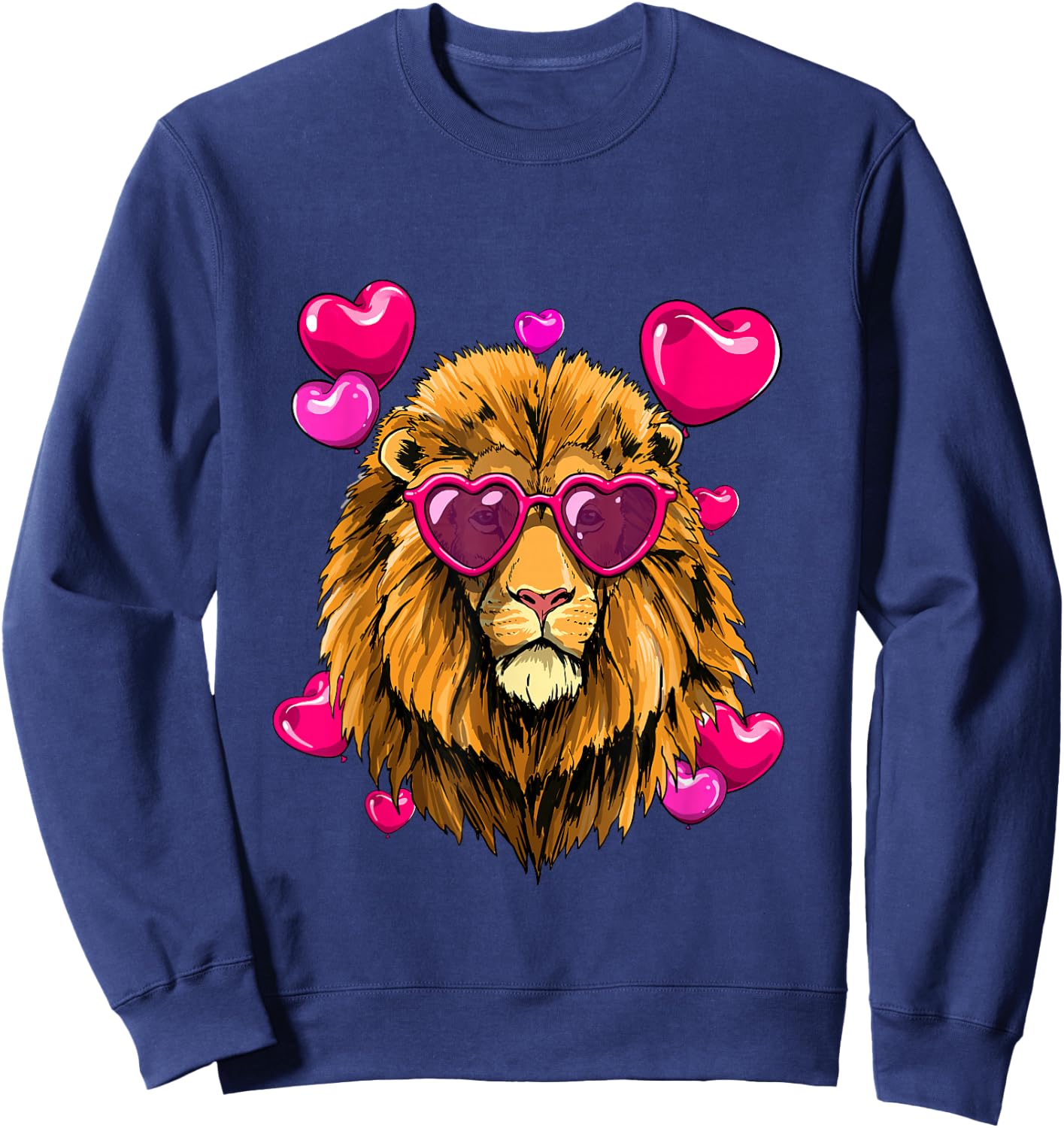 Valentines Day Lion Funny Lion Lover Sweatshirt - Sweatshirt | Navy