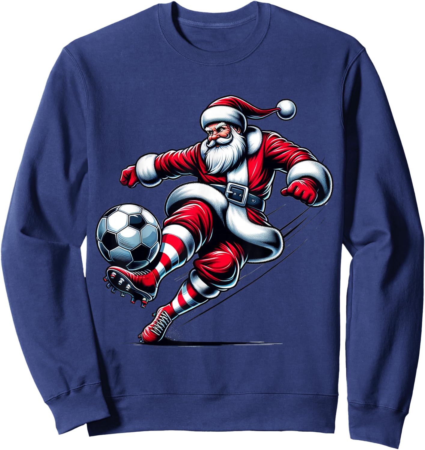 Santa Plays Soccer Christmas Sports Women Men Kids Sweatshirt - Sweatshirt | Navy