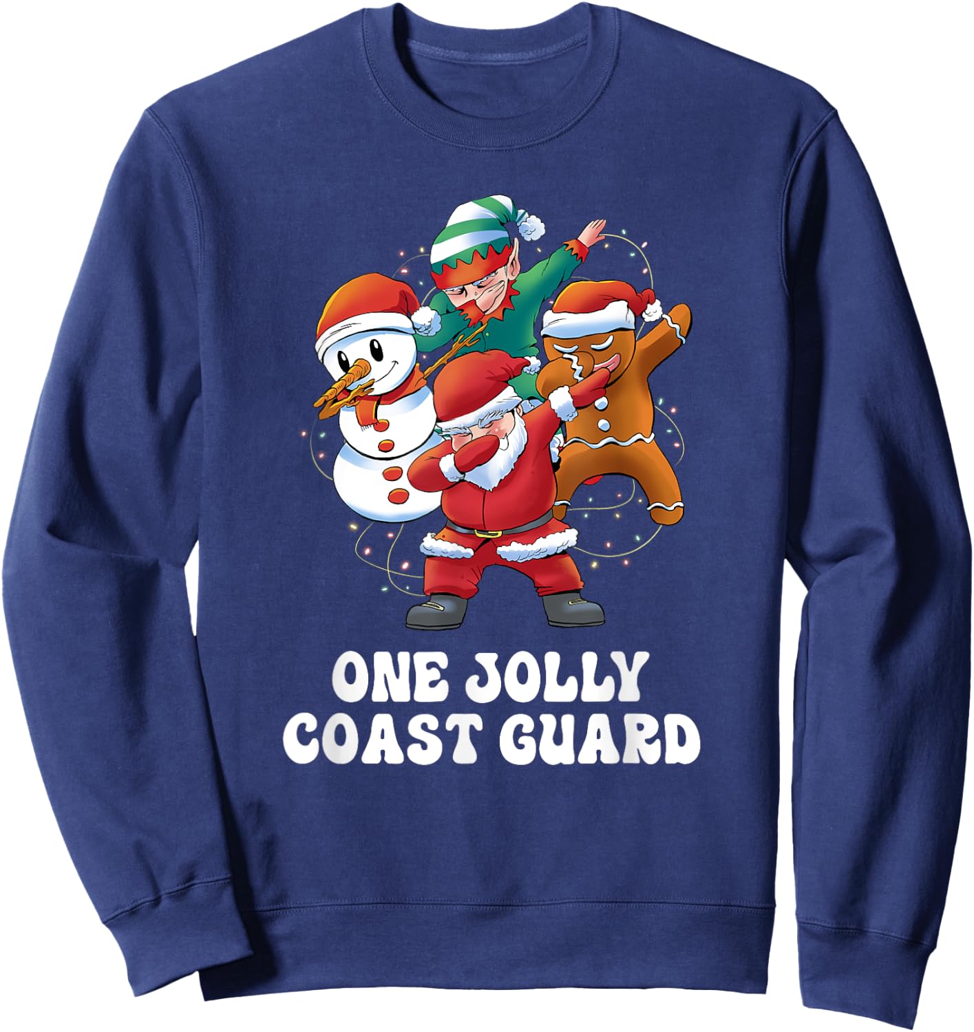 One Jolly Coast Guard Dabbing Santa Christmas Sweatshirt - Sweatshirt | Navy