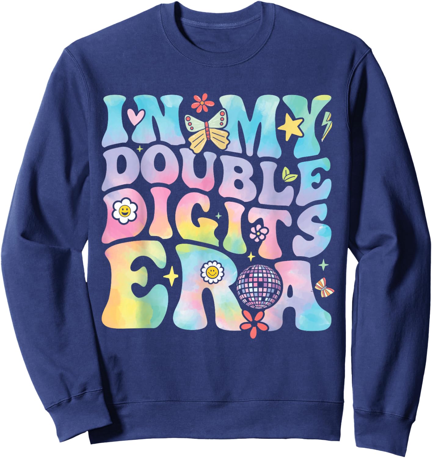 in My Double Digits Era Retro 10 Year Old 10th Birthday Girl Sweatshirt - Sweatshirt | Navy