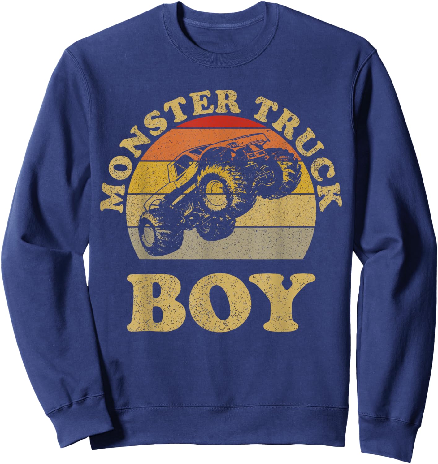 Monster Truck Boys Clothes Shirt Vintage Retro Sunset Boy Sweatshirt - Sweatshirt | Navy