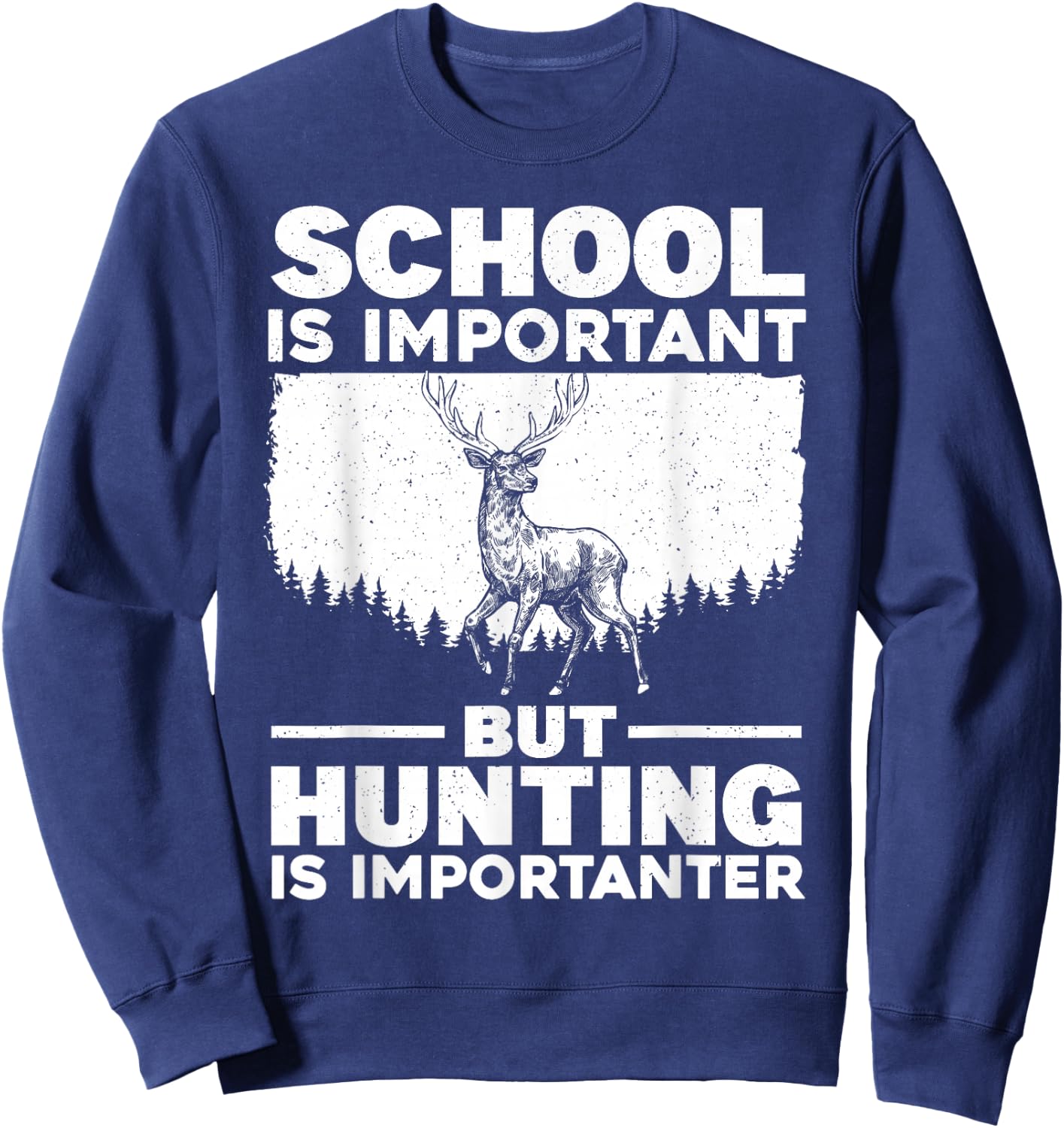 Funny Hunting Art for Boys Men Deer Hunter Wildlife Hunting Sweatshirt - Sweatshirt | Navy
