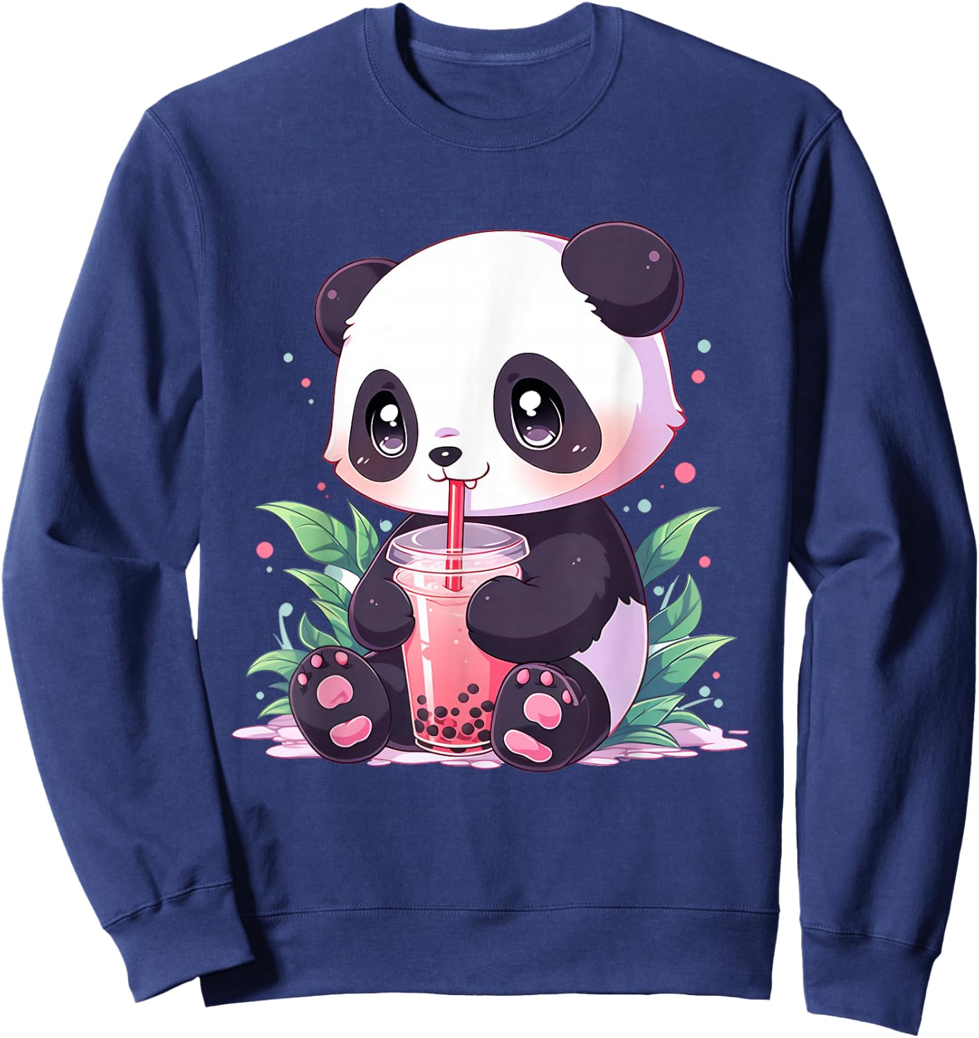 Kawaii Panda Drinking Bubble Tea Boba Lover Sweatshirt - Sweatshirt | Navy
